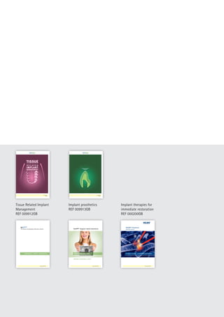 Treatment success – scientifically documented
HELBO®-Treatment
Infection control
Surpassed only by nature itself
BioHPP® elegance hybrid abutments
individual | comfortable | resilient
Implant prosthetics
REF 009913GB
Implant therapies for
immediate restoration
REF 000200GB
Tissue Related Implant
Management
REF 009912GB
The reference for physiological substructure materials
physiological - esthetic - biocompatible
 