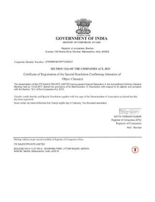 Epocket Altered Memorandum of Association