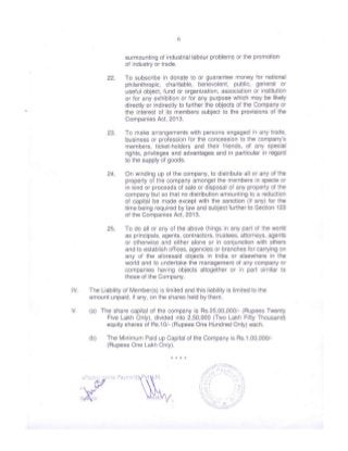 Epocket Altered Memorandum of Association