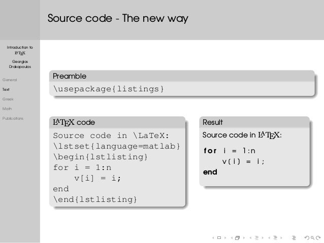 latex source code listing like