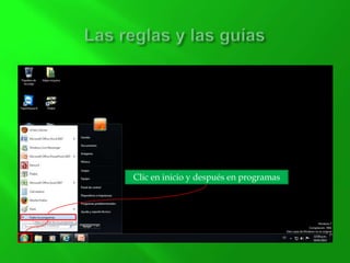 Clic en inicio y después en programas