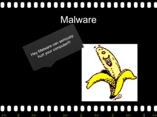Malware 
Hey Malware can seriously 
hurt your computer!!! 
Hey can hurt your >> 0 >> 1 >> 2 >> 3 >> 4 >> 
 
