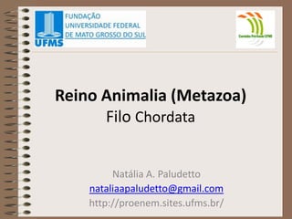 0
Reino Animalia (Metazoa)
Filo Chordata
Natália A. Paludetto
nataliaapaludetto@gmail.com
http://proenem.sites.ufms.br/
 