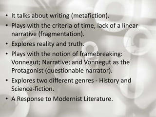 Sci-fi and Postmodernist Elements in Slaughterhouse Five by Kurt ...