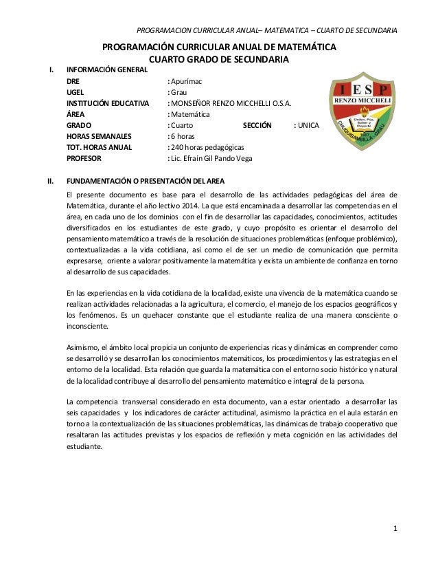 001. programacion curricular anual - cuarto grado ok 001. programacion curricular anual - cuarto grado ok