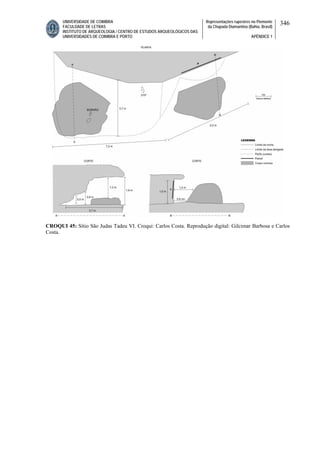 UNIVERSIDADE DE COIMBRA
FACULDADE DE LETRAS
INSTITUTO DE ARQUEOLOGIA / CENTRO DE ESTUDOS ARQUEOLÓGICOS DAS
UNIVERSIDADES DE COIMBRA E PORTO
Representações rupestres no Piemonte
da Chapada Diamantina (Bahia, Brasil)
APÊNDICE 1
346
CROQUI 45: Sítio São Judas Tadeu VI. Croqui: Carlos Costa. Reprodução digital: Gilcimar Barbosa e Carlos
Costa.
 