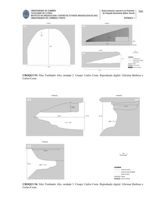 UNIVERSIDADE DE COIMBRA
FACULDADE DE LETRAS
INSTITUTO DE ARQUEOLOGIA / CENTRO DE ESTUDOS ARQUEOLÓGICOS DAS
UNIVERSIDADES DE COIMBRA E PORTO
Representações rupestres no Piemonte
da Chapada Diamantina (Bahia, Brasil)
APÊNDICE 1
366
CROQUI 53: Sítio Tombador Alto, unidade 2. Croqui: Carlos Costa. Reprodução digital: Gilcimar Barbosa e
Carlos Costa.
CROQUI 54: Sítio Tombador Alto, unidade 3. Croqui: Carlos Costa. Reprodução digital: Gilcimar Barbosa e
Carlos Costa.
 
