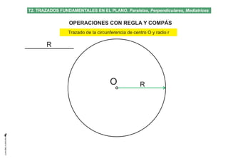 OPERACIONES CON REGLA Y COMPÁS
Trazado de la circunferencia de centro O y radio r
T2. TRAZADOS FUNDAMENTALES EN EL PLANO. ...