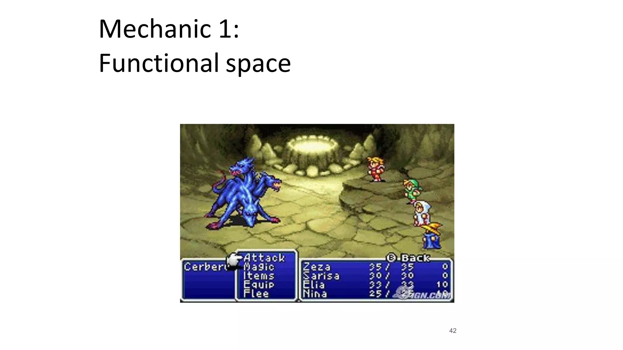 Mechanic 1:
Functional space
42
 