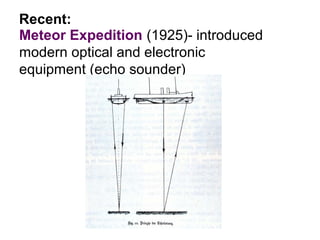 Meteor Expedition (1925)- introduced
modern optical and electronic
equipment (echo sounder)
Recent:
 