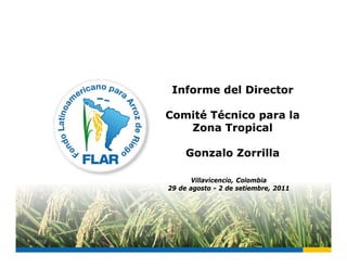 Informe del Director

       Comité Técnico para la
          Zona Tropical

            Gonzalo Zorrilla

              Villavicencio, Colombia
       29 de agosto - 2 de setiembre, 2011




2009                                         1
 