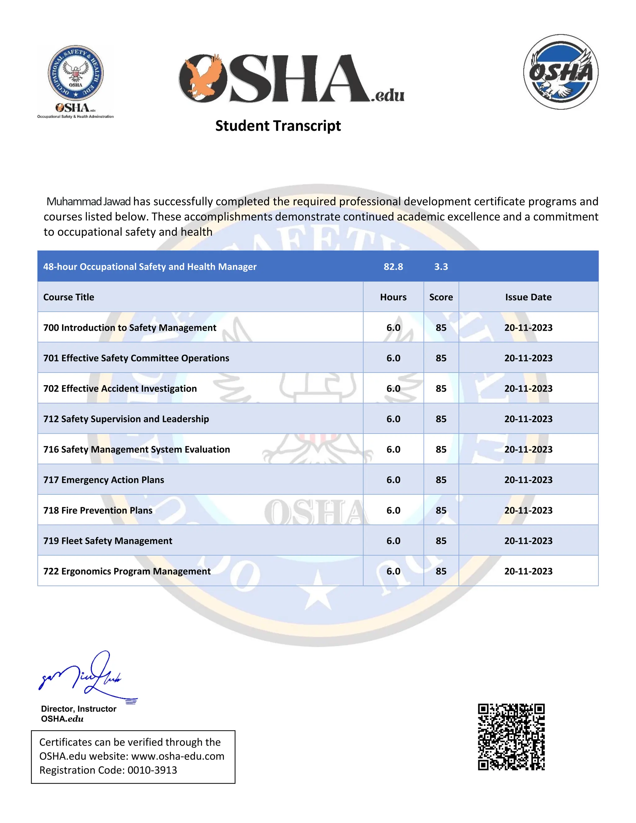 Muhammad Jawad _ Osha 48 Hours _ Certificate | PDF