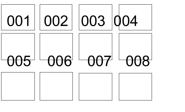 001 002 003 004 Nomor Meja
