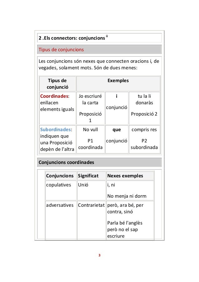 0014f els connectors nexes preposicionals i conjuntius