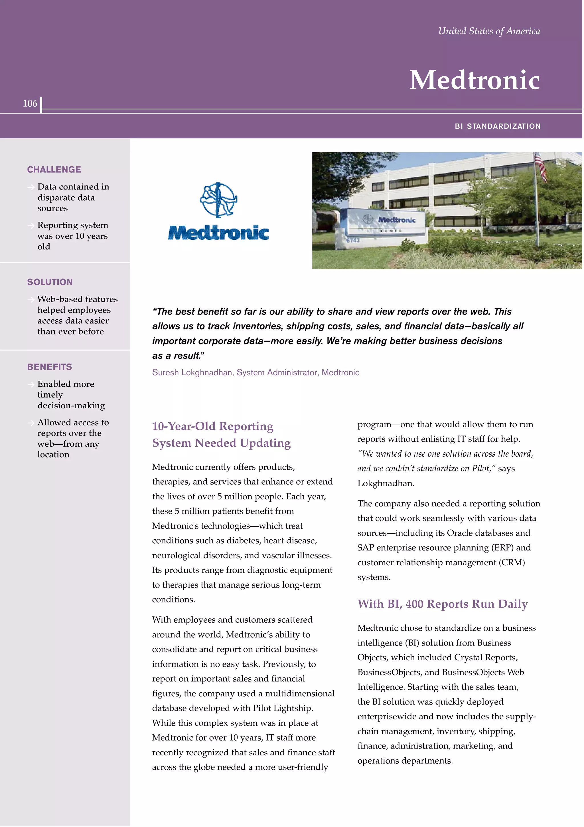 Medtronic Business Objects Case Study | PDF