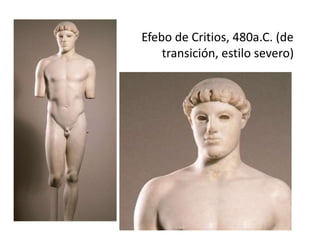 Efebo de Critios, 480a.C. (de 
transición, estilo severo) 
 