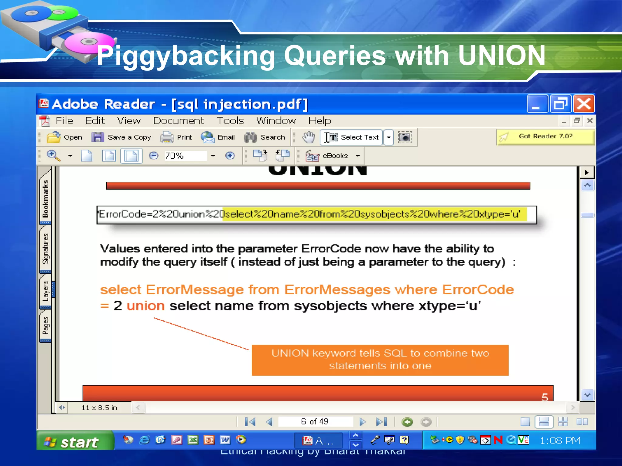 Piggybacking Queries with UNION 