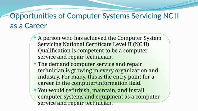 Introduction to Computer System Servicing NCII | PPTX | IT and Internet ...