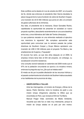 El impacto de los conflictos sociales en el sector minero en Arequipa ...