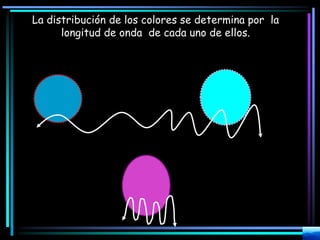 La distribución de los colores se determina por la
longitud de onda de cada uno de ellos.
 