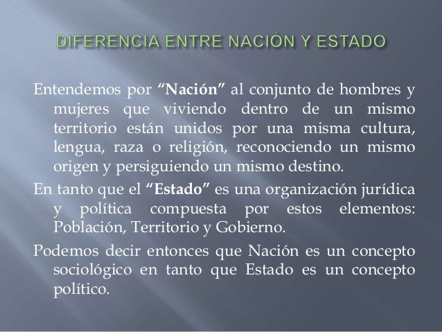 ESTADO Y NACIÓN CONCEPTOS DIFERENCIAS.
