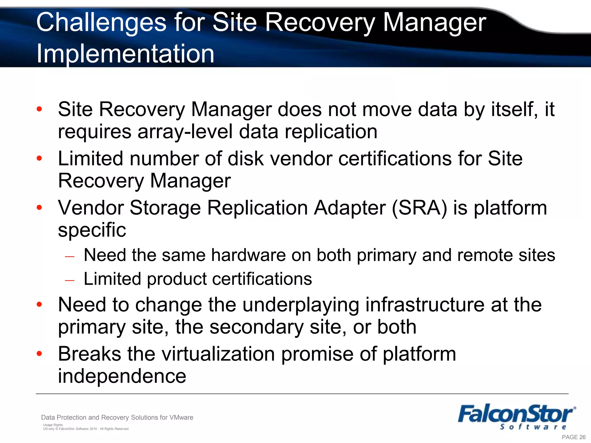 Storage Virtualization and Site Recovery Manager
