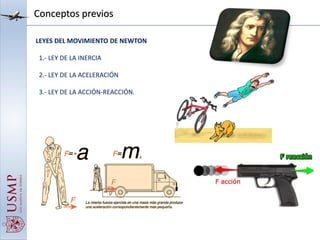 Conceptos previos
LEYES DEL MOVIMIENTO DE NEWTON
1.- LEY DE LA INERCIA
2.- LEY DE LA ACELERACIÓN
3.- LEY DE LA ACCIÓN-REACCIÓN.
 