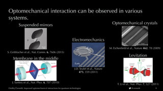 Ondrej Cernotík: Improved optomechanical interactions for quantum technologiesˇˇ @cernotik
Optomechanical interaction can ...