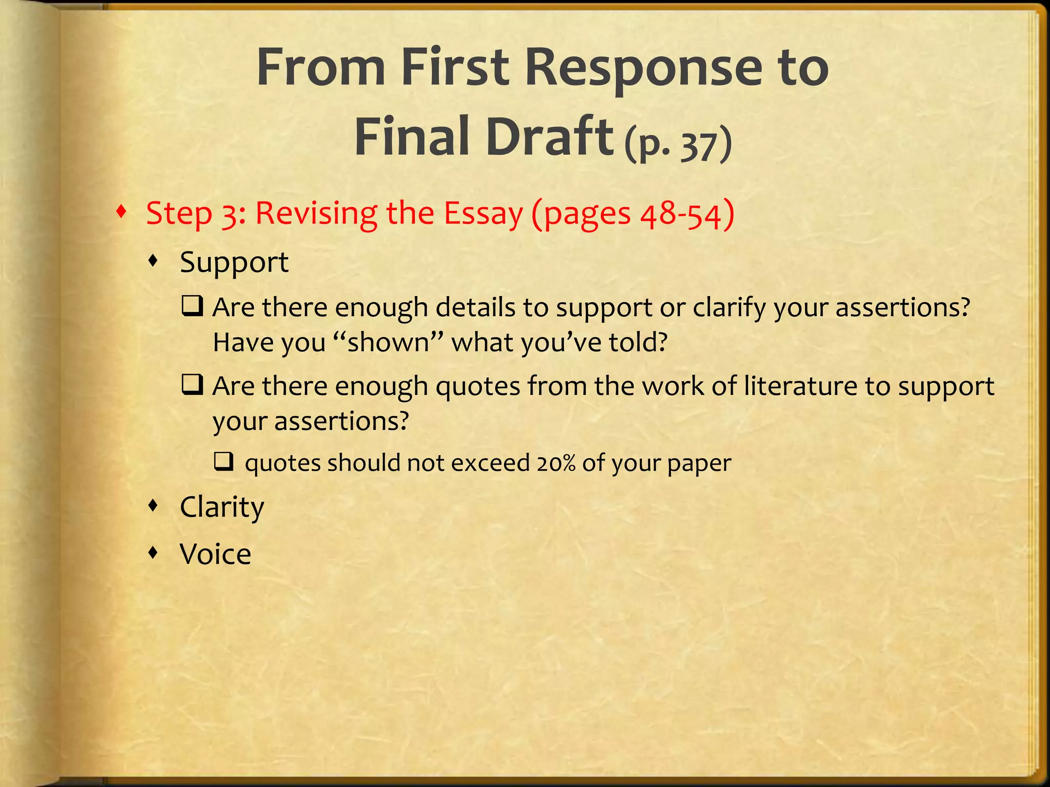 Have you accounted for all parts of your thesis statement?