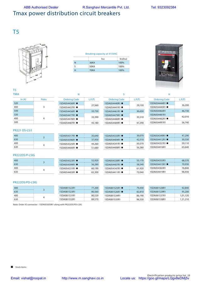 ABB Switchgear Price list002