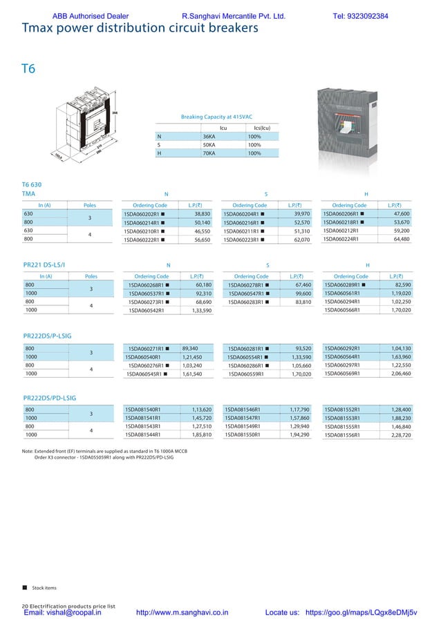 ABB Switchgear Price list002 PDF