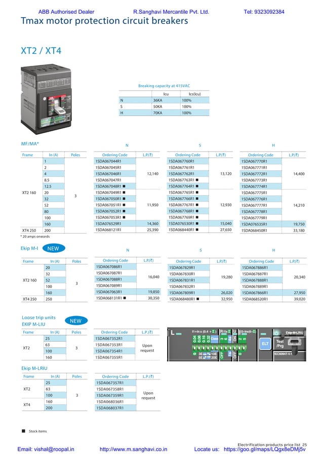 ABB Switchgear Price list002 PDF
