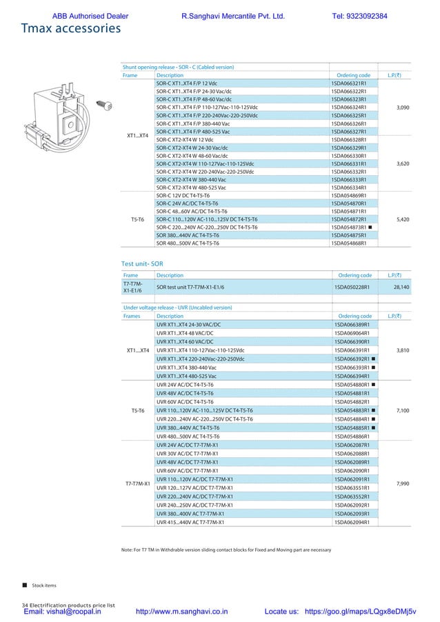 ABB Switchgear Price list002 PDF