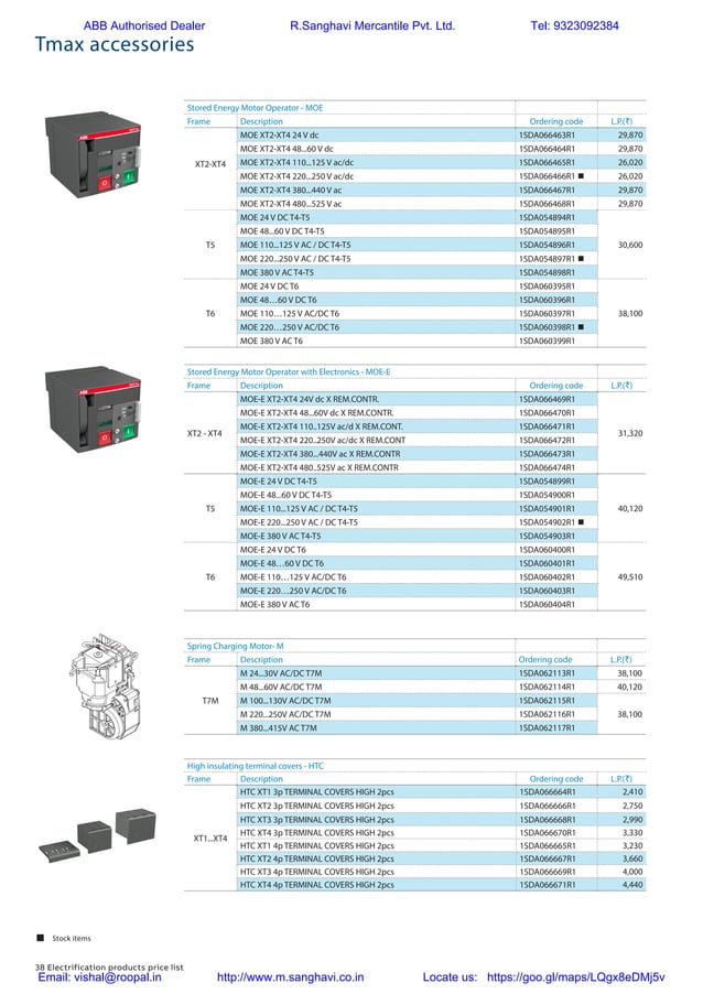 ABB Switchgear Price list002 PDF
