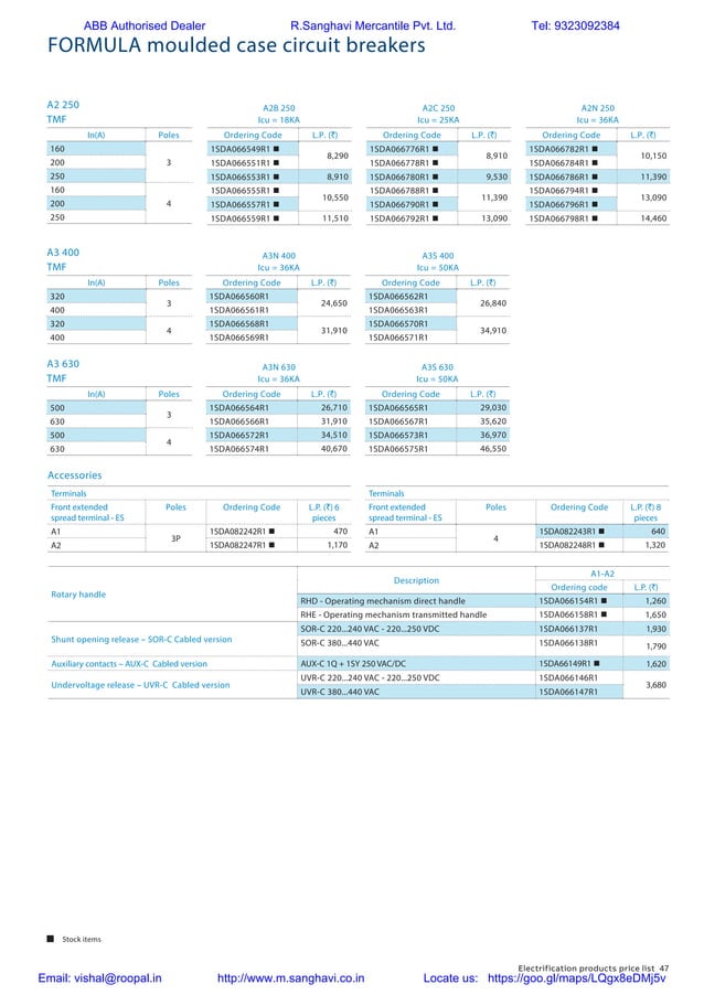 ABB Switchgear Price list002