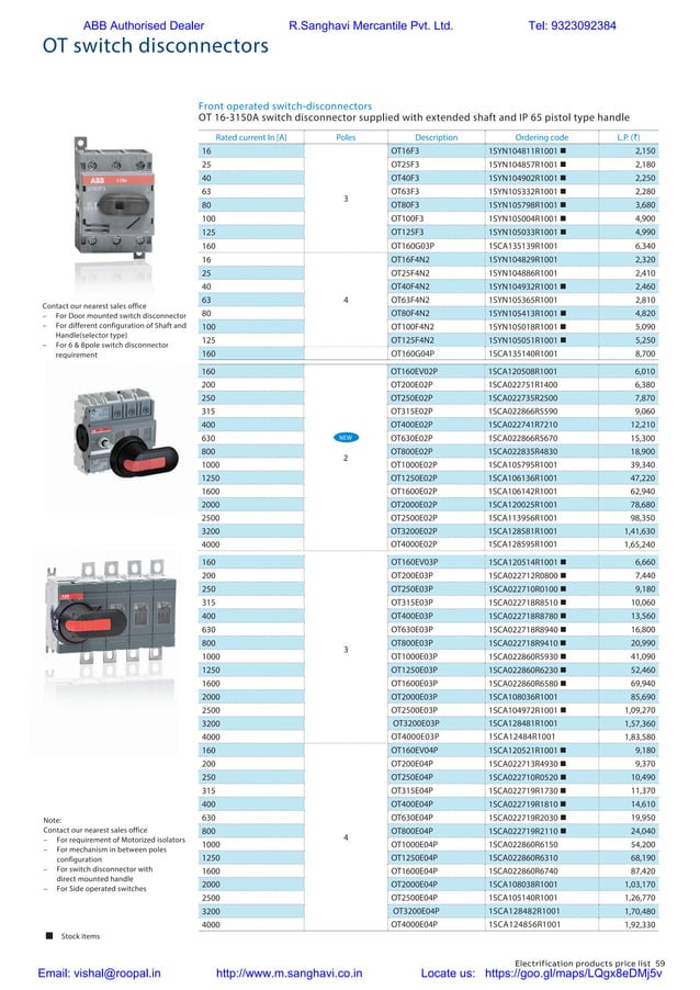 ABB Switchgear Price list002 PDF