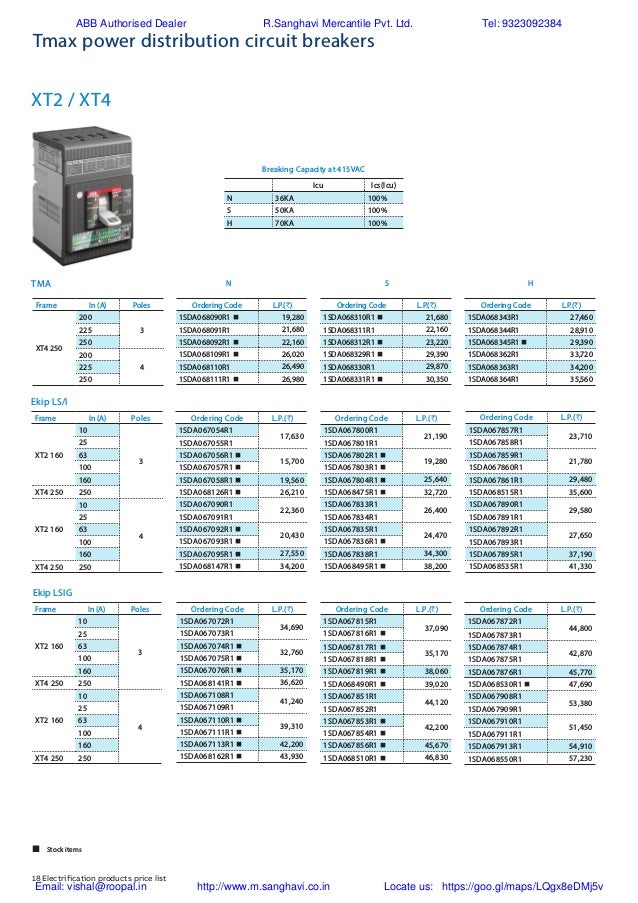 ABB Switchgear Price list002