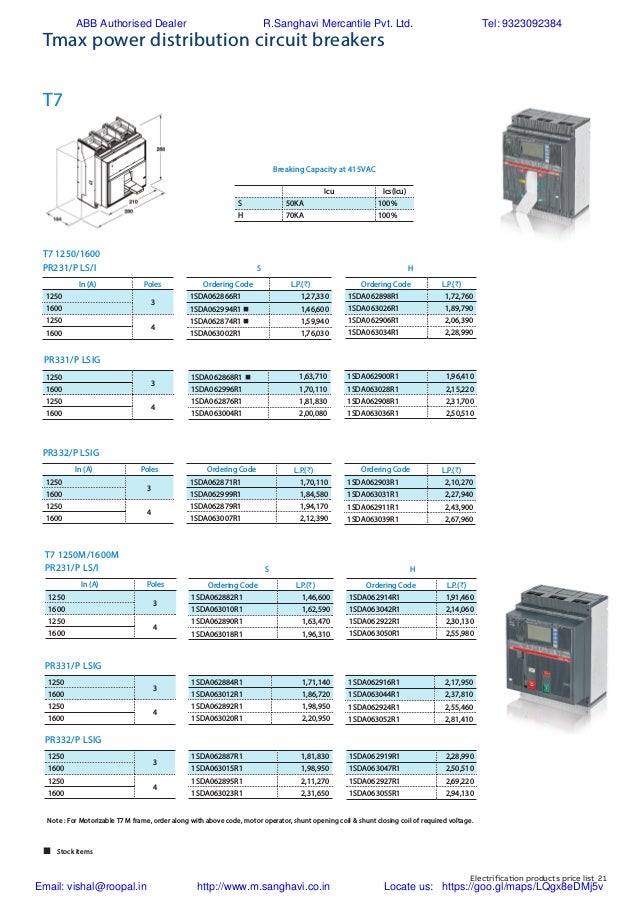 ABB Switchgear Price list002