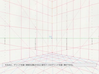  ちなみに、グリッドを描く領域を逆転させると室内パースのグリッドを描く事ができる。
 