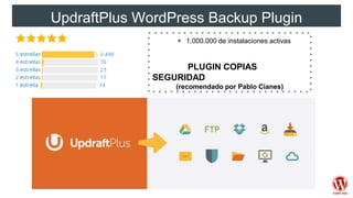 UpdraftPlus WordPress Backup Plugin
+ 1,000.000 de instalaciones activas
PLUGIN COPIAS
SEGURIDAD
(recomendado por Pablo Cianes)
 