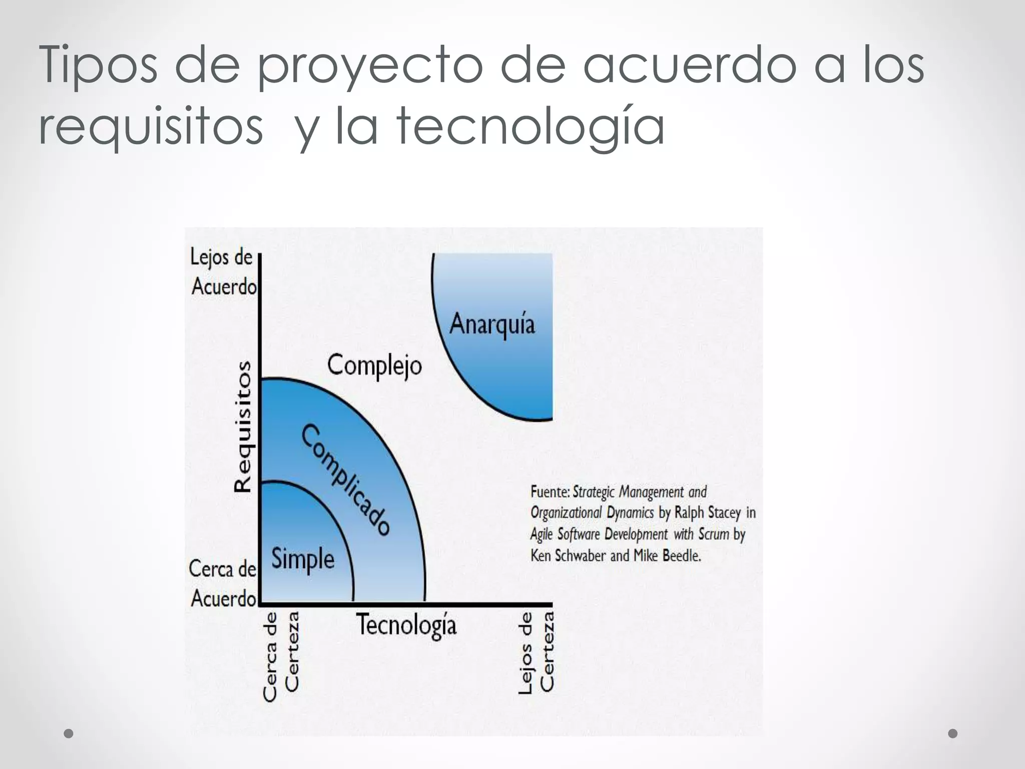 Tipos de proyecto de acuerdo a los
requisitos y la tecnología
 
