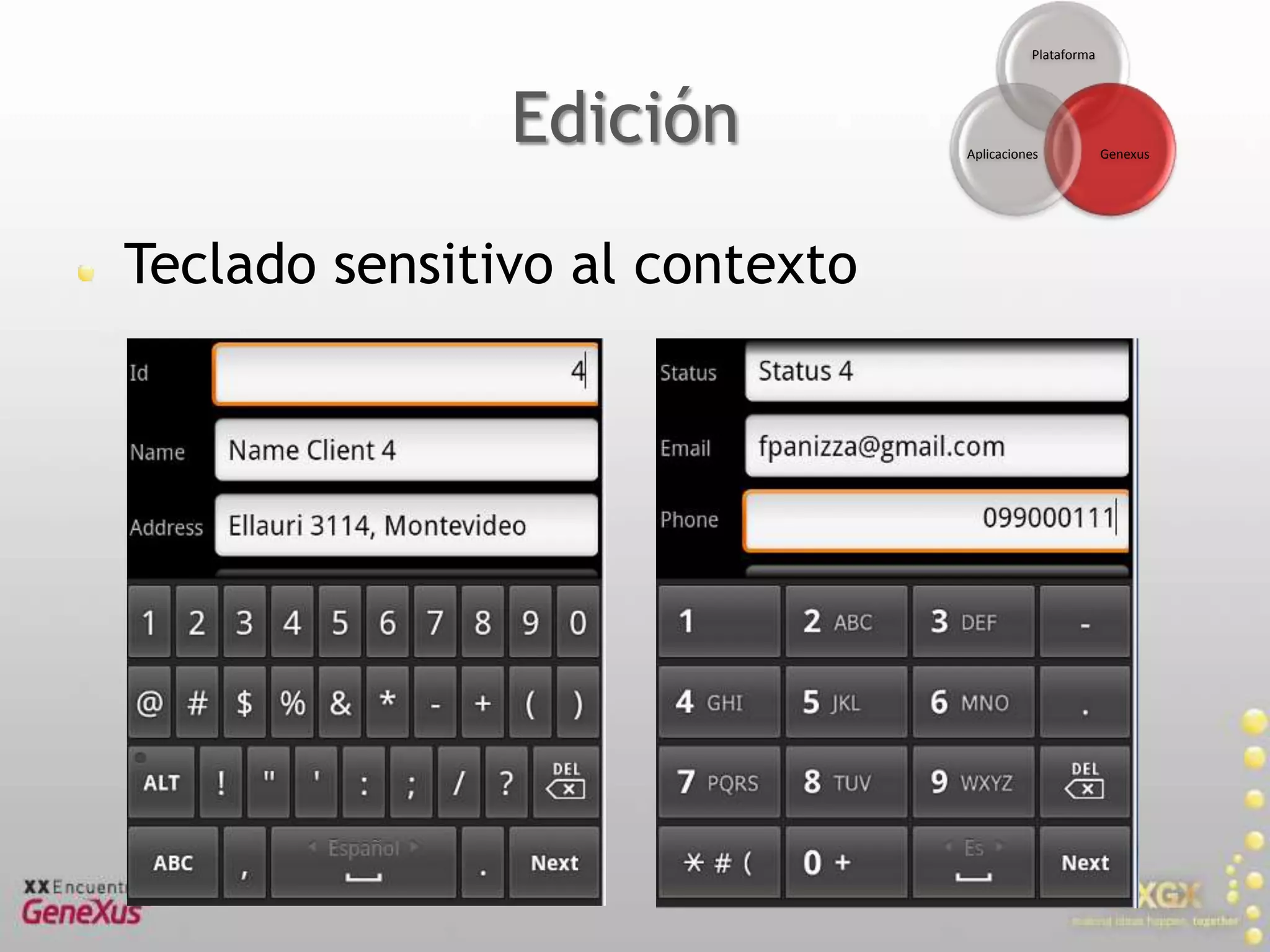 Semántica AccionesAgendar, Compartir, Contacto, Run, RestService, etc. 