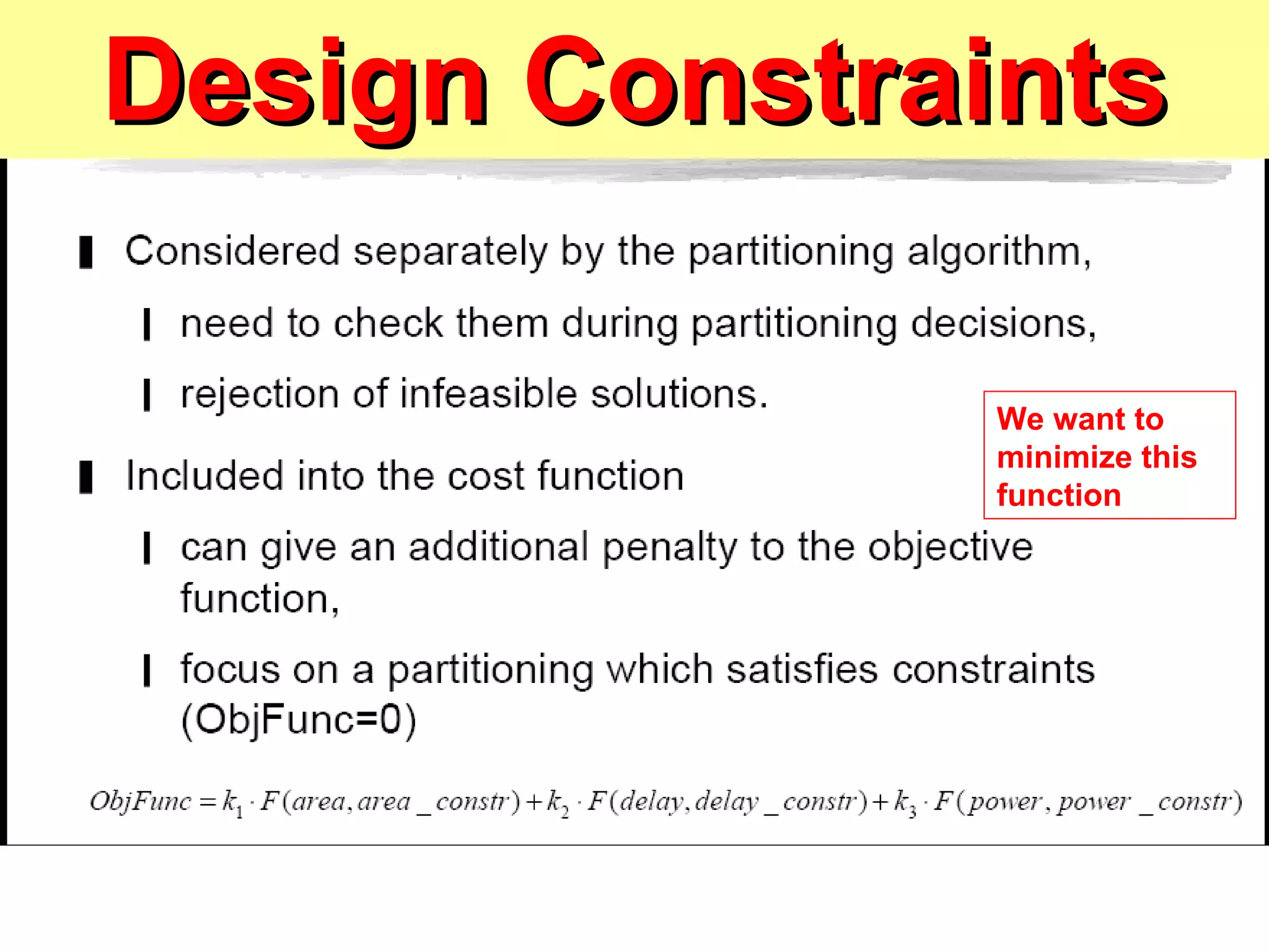 Design Constraints We want to minimize this function 