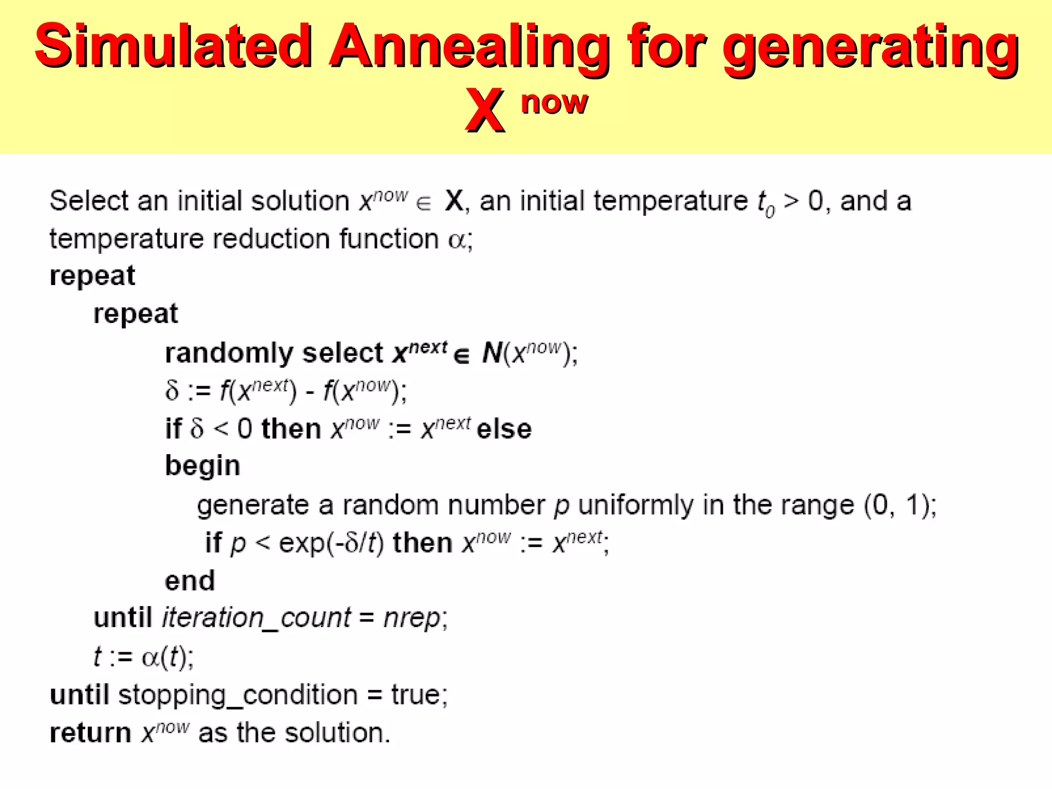 Simulated Annealing for generating X  now 
