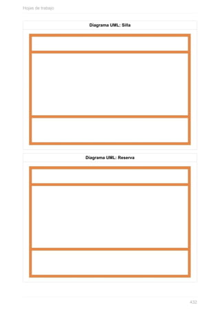 Diagrama UML: Silla
Diagrama UML: Reserva
Hojas de trabajo
432
 