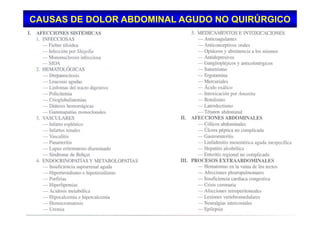 CAUSAS DE DOLOR ABDOMINAL AGUDO NO QUIRÚRGICOCAUSAS DE DOLOR ABDOMINAL AGUDO NO QUIRÚRGICO
 