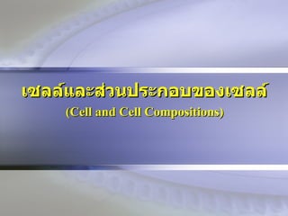 เซลล์และส่วนประกอบของเซลล์   (Cell and Cell Compositions)   