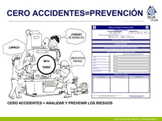 SCA Consumidor México y Centroamérica
CERO ACCIDENTES = ANALIZAR Y PREVENIR LOS RIESGOS
CERO ACCIDENTES=PREVENCIÓN
 