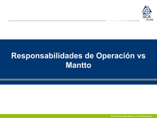 SCA Consumidor México y Centroamérica
Responsabilidades de Operación vs
Mantto
 