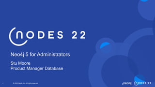 © 2022 Neo4j, Inc. All rights reserved.
1
Neo4j 5 for Administrators
Stu Moore
Product Manager Database
 